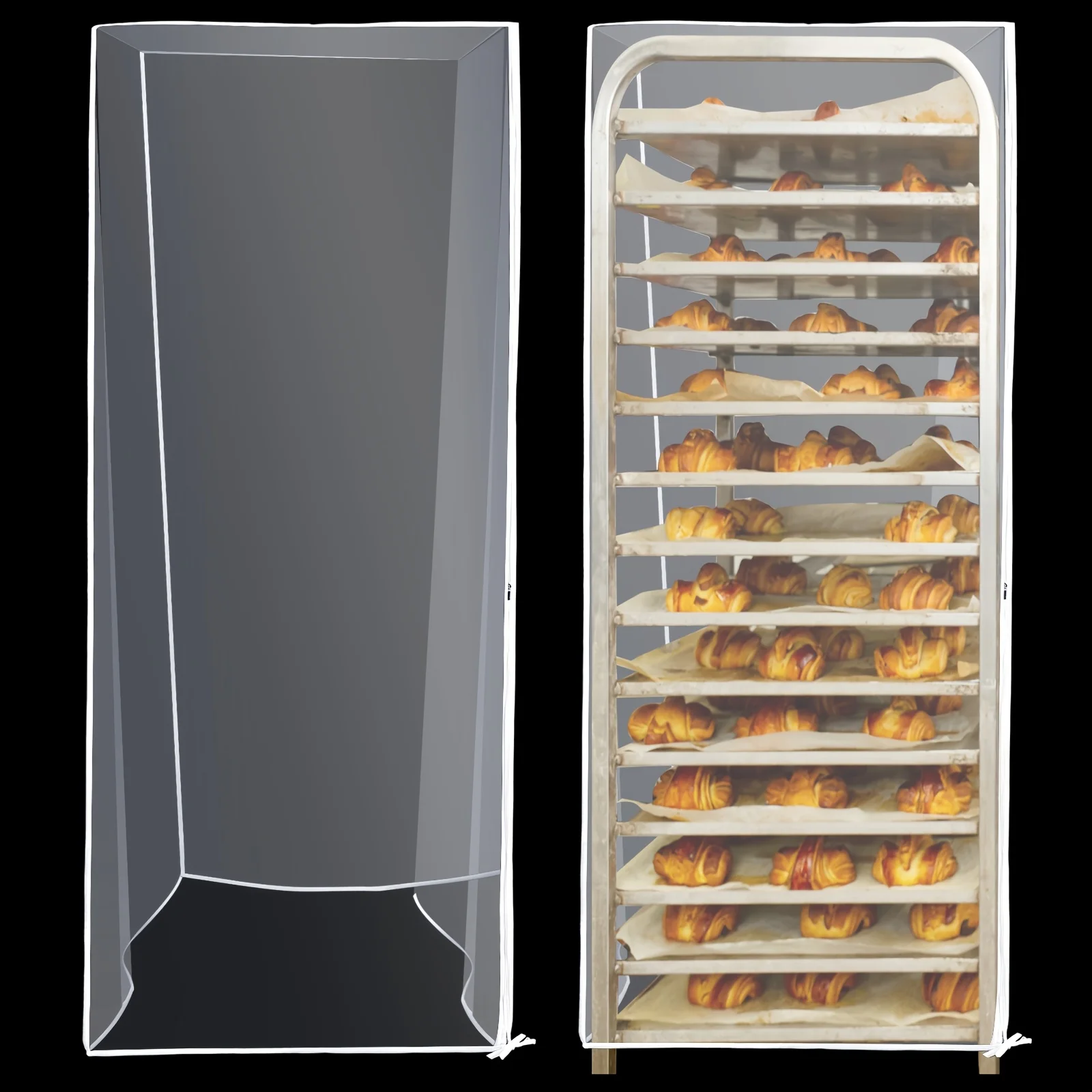 2-Pack Transparent Bun Pan Rack Covers – Fits 20-Tier Sheet Pan Racks (28" L × 23" W × 61" H) – Practical Storage Solution for Home Kitchens, Bakeries & Food Service Spaces
2-Pack Transparent Bun Pan Rack Covers – Fits 20-Tier Sheet Pan Racks (28" L × 23" W × 61" H) – Practical Storage Solution for Home Kitchens, Bakeries & Food Service Spaces