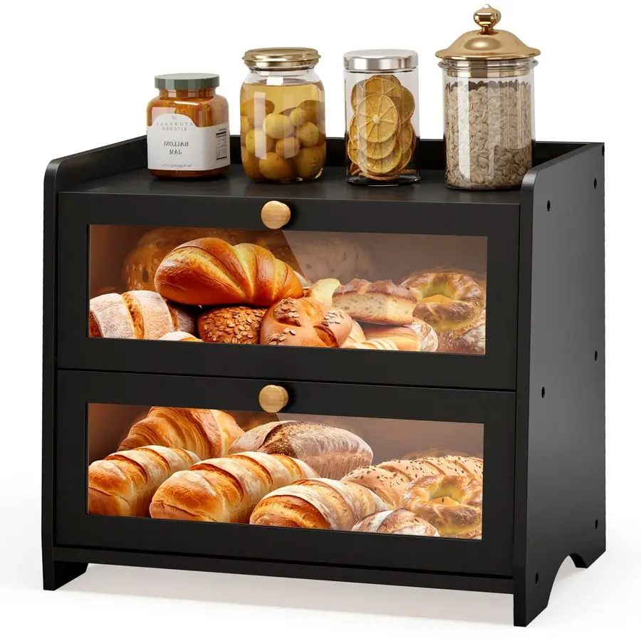 Layer Bread Box for Kitchen Countertop, Large Breadbox Bread Container Storage with Acrylic Door, Wooden Farmhouse Bread Holder
Layer Bread Box for Kitchen Countertop, Large Breadbox Bread Container Storage with Acrylic Door, Wooden Farmhouse Bread Holder