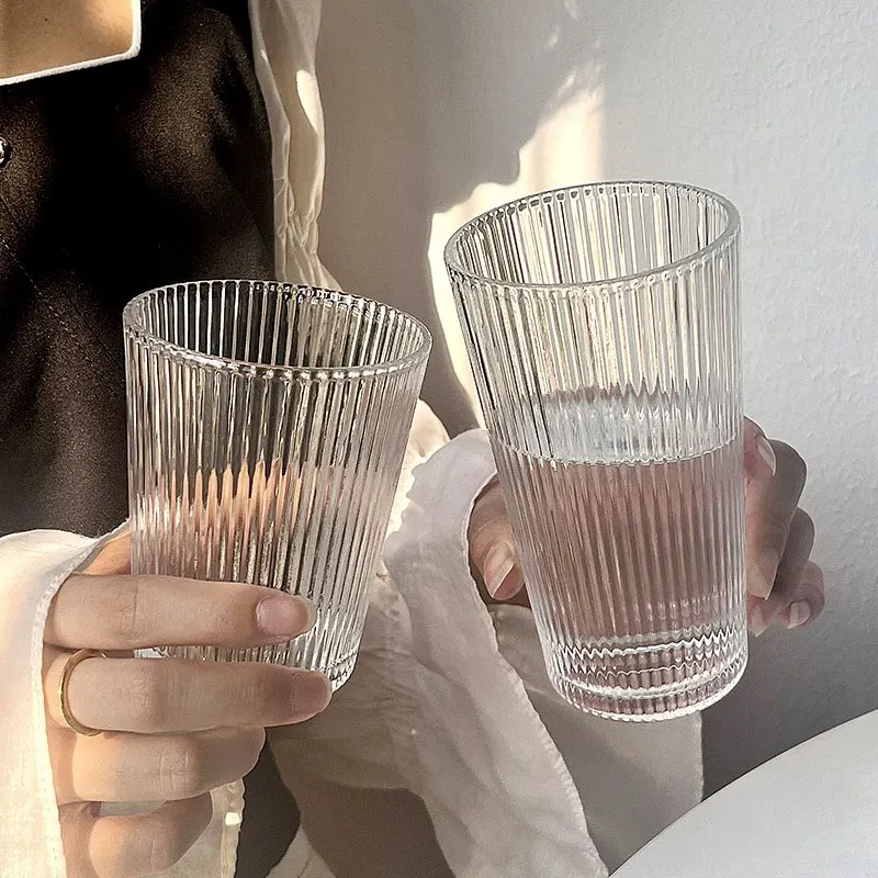 240ml/380ml Coffeeware Stripe Glass Cup with Lid Household Simple Milk Latte Coffee Mugs Cafe Transparent Juice Beverage Cups
240ml/380ml Coffeeware Stripe Glass Cup with Lid Household Simple Milk Latte Coffee Mugs Cafe Transparent Juice Beverage Cups