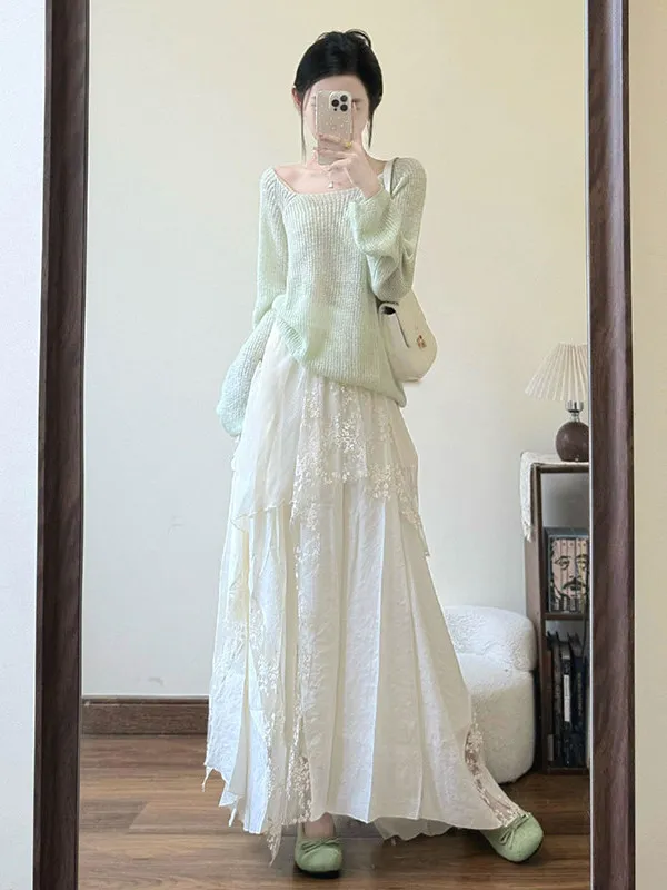 Spring Autumn 2026 Loose Versatile Long Sleeve Top High Waist Patchwork Skirt Casual Gentle Daily Wear Two Piece Set
Spring Autumn 2026 Loose Versatile Long Sleeve Top High Waist Patchwork Skirt Casual Gentle Daily Wear Two Piece Set