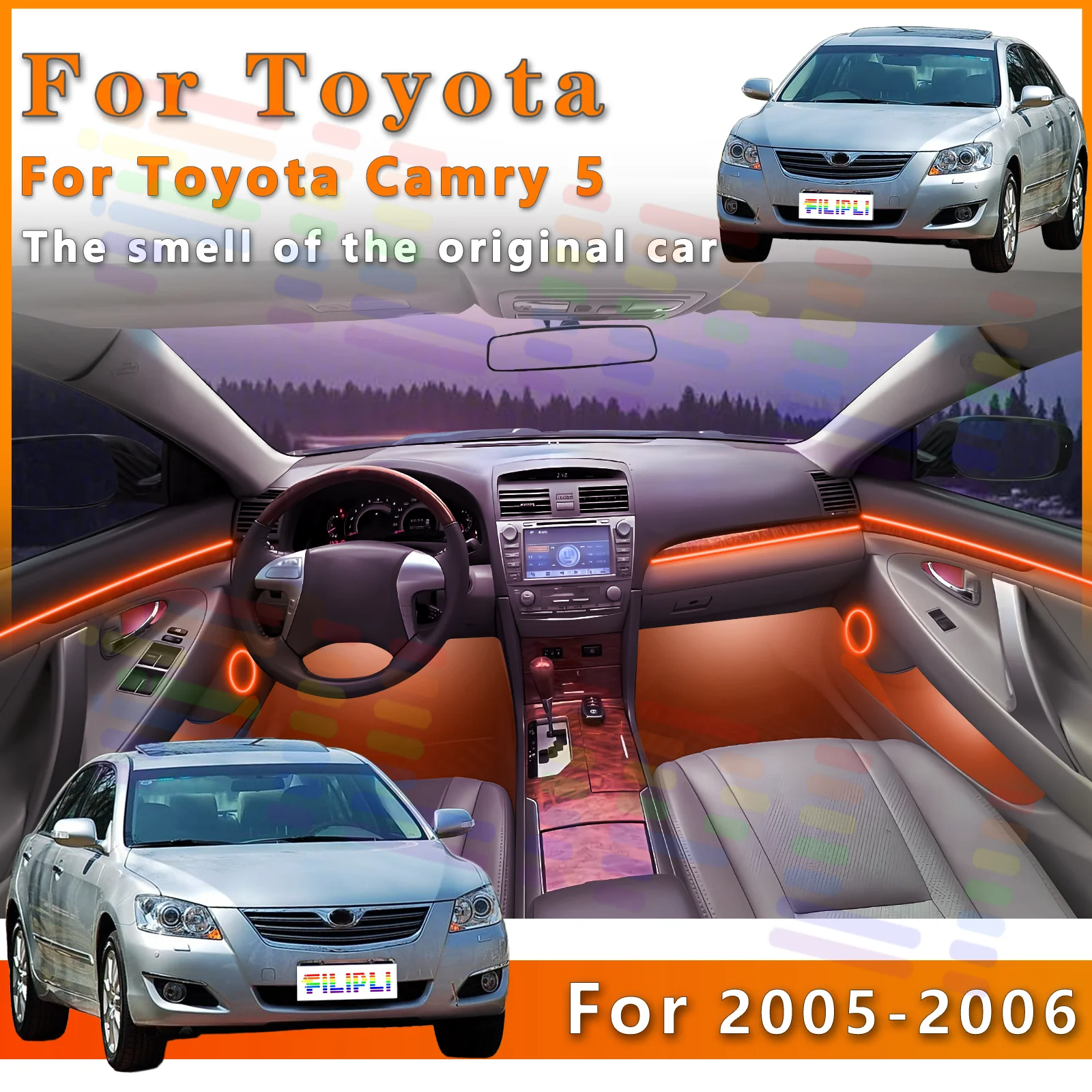 FILIPLI For Toyota Camry 5 2005-2006 Auto Interior LED Strip with 64Colors and Abundant Lighting Options for Interior Decoration
FILIPLI For Toyota Camry 5 2005-2006 Auto Interior LED Strip with 64Colors and Abundant Lighting Options for Interior Decoration