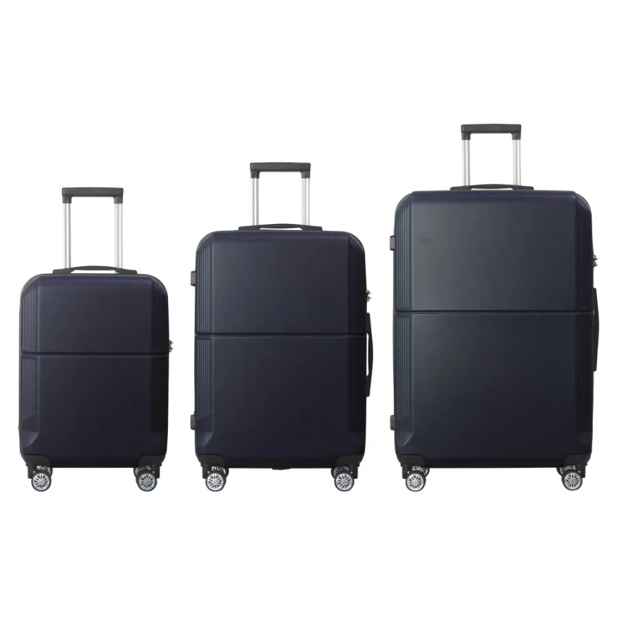 Travel luggage set: ABS material, blue color, 3-piece 20, 24, 28 with multi-position handle, silent spinner wheels, TSA lockdur
Travel luggage set: ABS material, blue color, 3-piece 20, 24, 28 with multi-position handle, silent spinner wheels, TSA lockdur