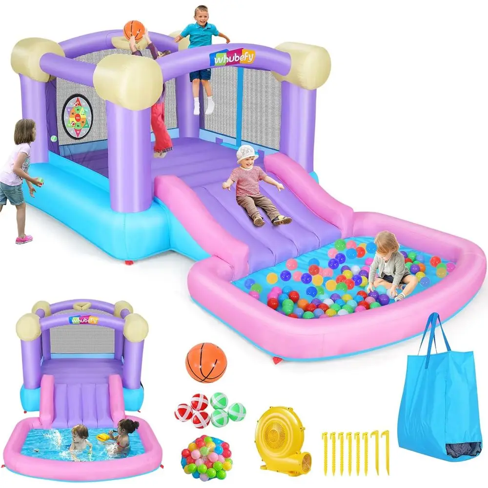 All-in-One Inflatable Water Park with Slide, 161x82x63 cm, for Ages 2-8, Includes 50 Ocean Balls, 6 Target Balls, Basketball, an
All-in-One Inflatable Water Park with Slide, 161x82x63 cm, for Ages 2-8, Includes 50 Ocean Balls, 6 Target Balls, Basketball, an