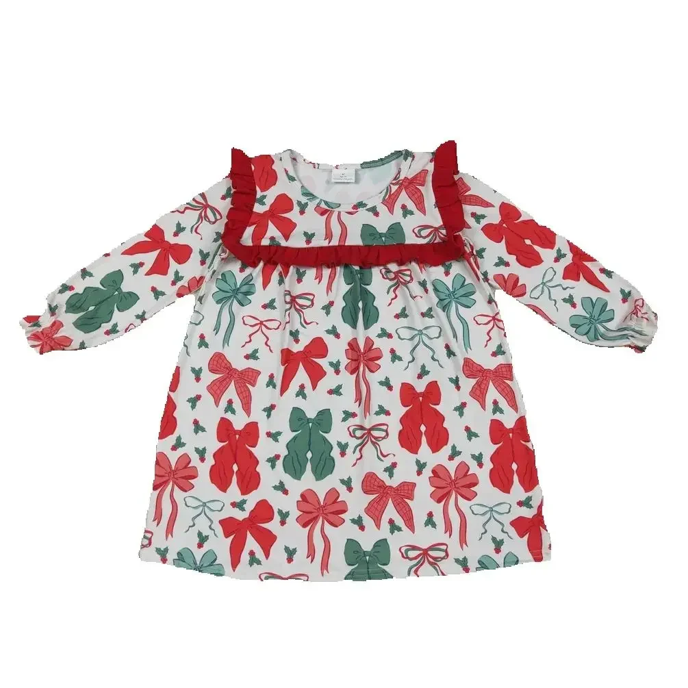 New Hot Sale RTS Baby Girls Long Sleeve Christmas Red Green Bows Holiday Wear Winter Kid Clothes Twirl Knee Length Kids Dresses
New Hot Sale RTS Baby Girls Long Sleeve Christmas Red Green Bows Holiday Wear Winter Kid Clothes Twirl Knee Length Kids Dresses