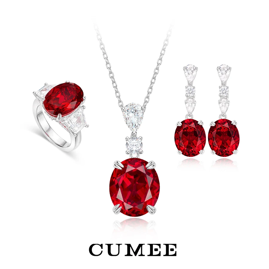 CUMEE Simplified Large Carat Oval Cut Cultivated Synthetic Ruby Necklace 925 Sterling Silver Gold-plated 
CUMEE Simplified Large Carat Oval Cut Cultivated Synthetic Ruby Necklace 925 Sterling Silver Gold-plated