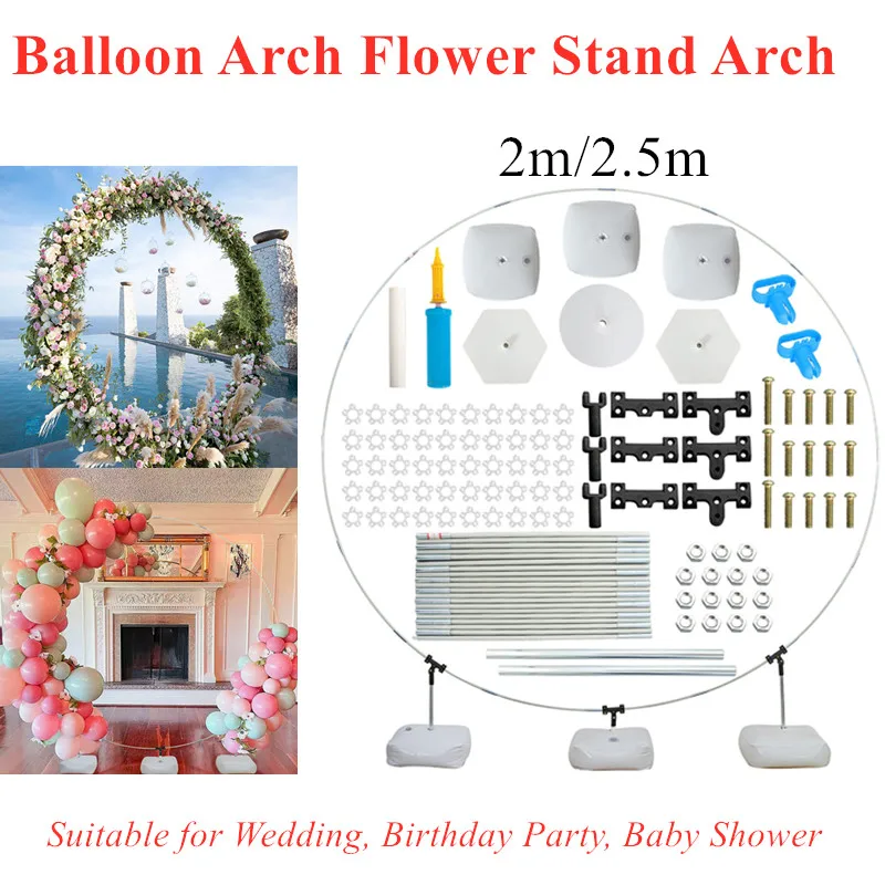 2m/2.5m Wedding Flower Stand Arch Balloon Arch Ring Kit for Wedding Birthday Party Baby Shower Garden Stage Backgroud DIY Decor
2m/2.5m Wedding Flower Stand Arch Balloon Arch Ring Kit for Wedding Birthday Party Baby Shower Garden Stage Backgroud DIY Decor