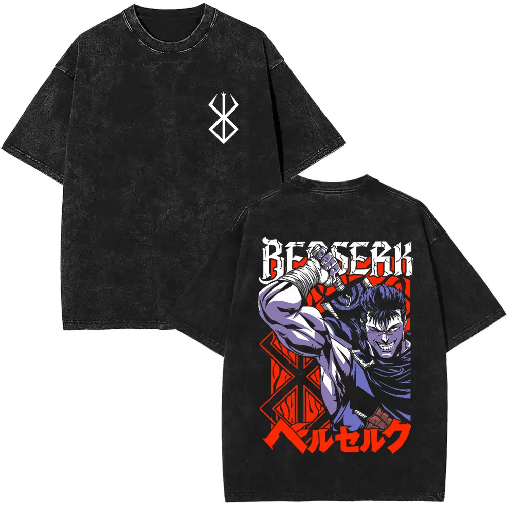 Hot Sale Anime Berserk Guts Retro Washed T-shirts Men Women Casual Manga Vintage T-shirt Summer Men's Hip Hop Cartoon T Shirt
Hot Sale Anime Berserk Guts Retro Washed T-shirts Men Women Casual Manga Vintage T-shirt Summer Men's Hip Hop Cartoon T Shirt