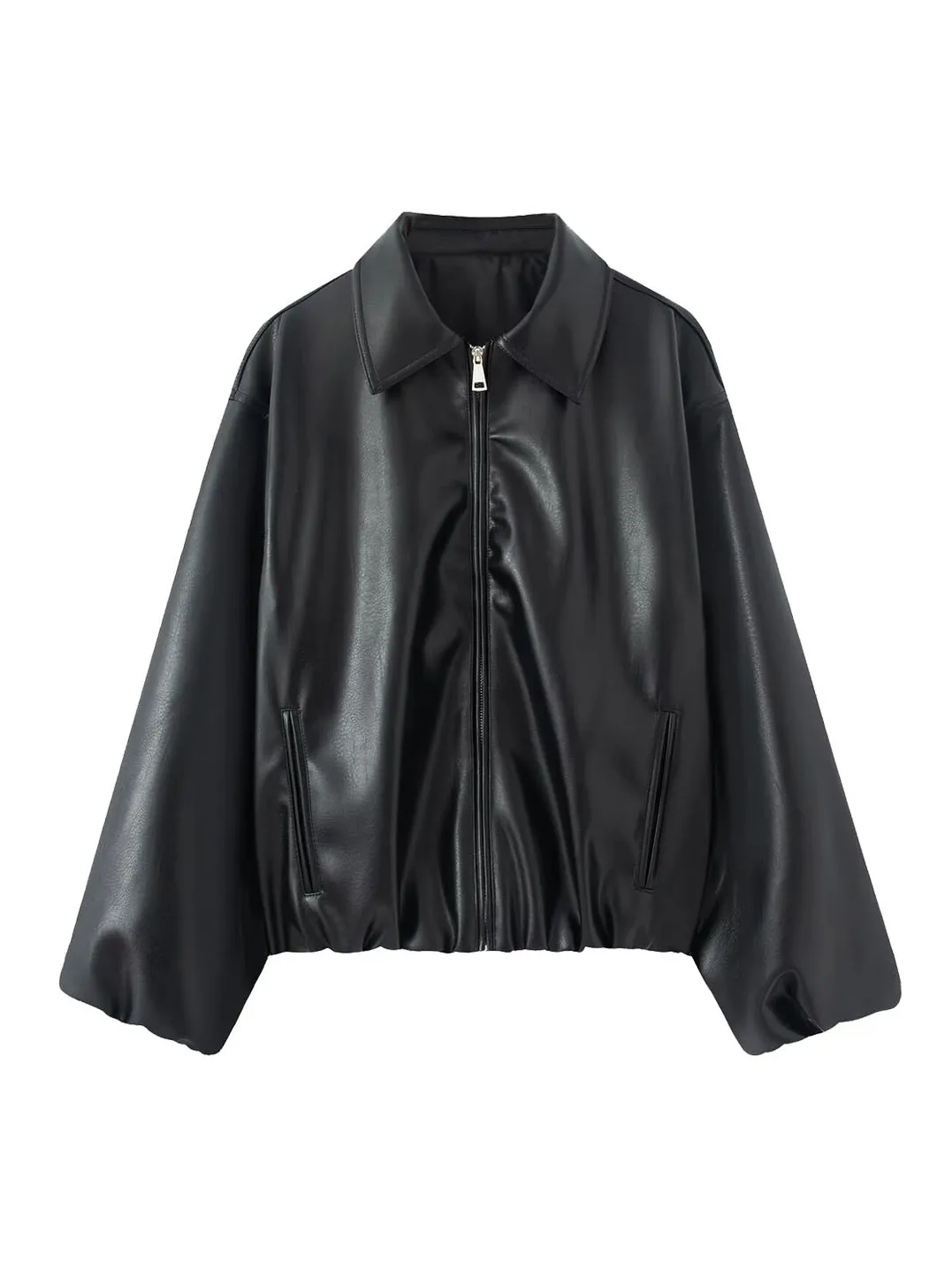 Black Long Sleeve PU Leather Jacket Women's Notch Collar Zipper Design Style Coat Short Shape Outerwear Top AA&ZZ Brand
Black Long Sleeve PU Leather Jacket Women's Notch Collar Zipper Design Style Coat Short Shape Outerwear Top AA&ZZ Brand