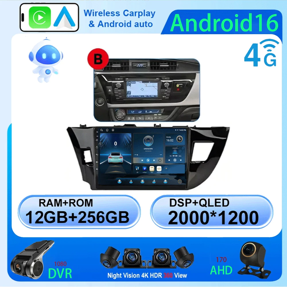 Android 16 2 Din Car Radio for Toyota Corolla Ralink 2014 - 2016 Multimedia Video Player Navigation MP5 Stereo Carplay Head Unit
Android 16 2 Din Car Radio for Toyota Corolla Ralink 2014 - 2016 Multimedia Video Player Navigation MP5 Stereo Carplay Head Unit