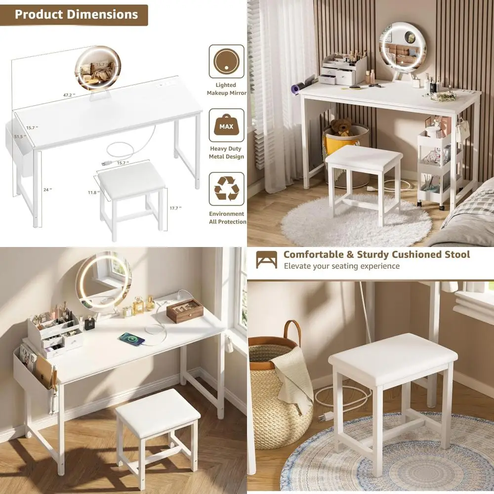 Белый туалетный столик 47 с подсветкой зеркала и стулом, полный комплект для спальни или гардеробной зоны
Белый туалетный столик 47 с подсветкой зеркала и стулом, полный комплект для спальни или гардеробной зоны