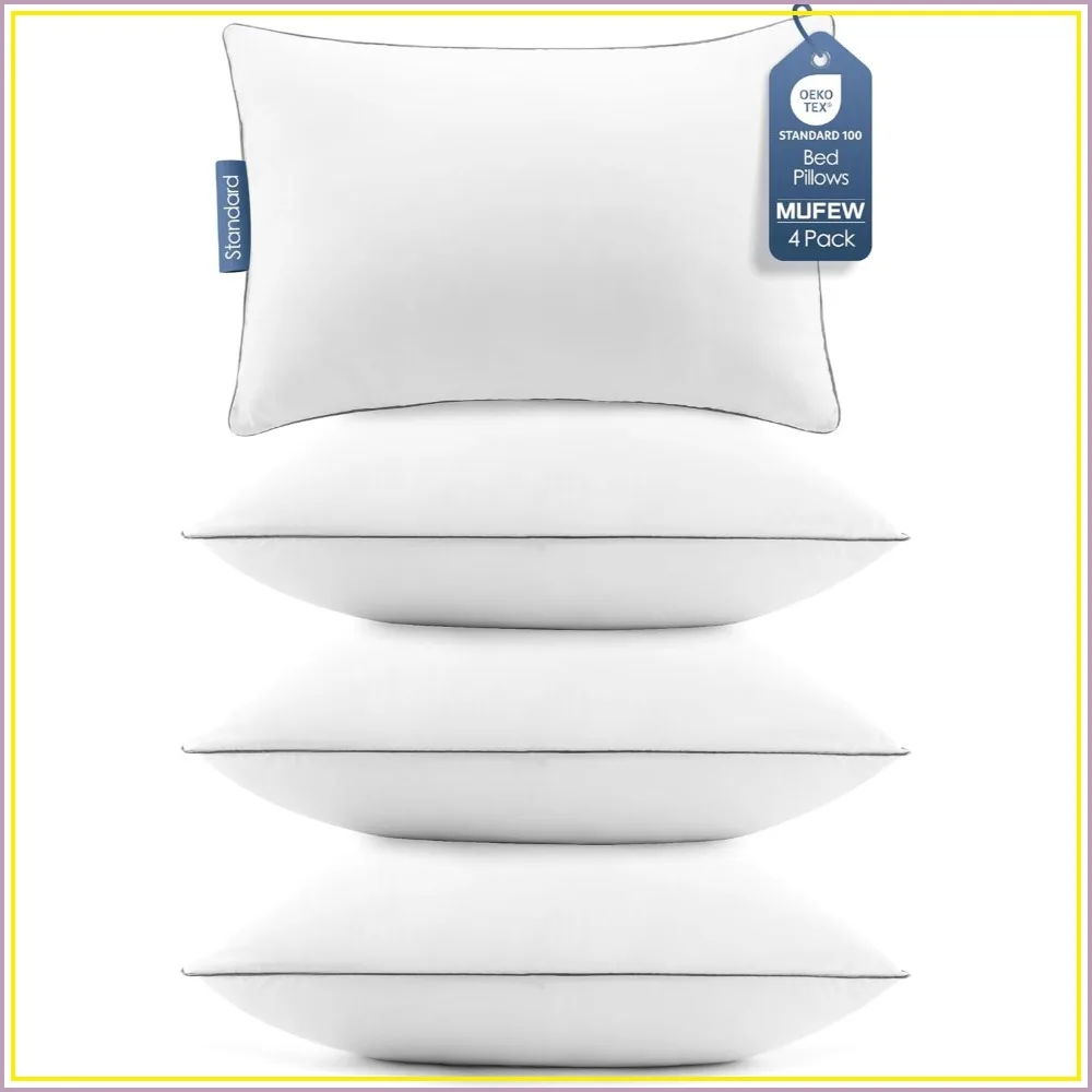 Ultra Thick Down Alternative Bed Pillows Set of 4, Cooling Hotel Quality Standard Size for Back, Stomach or Side Sleepers, Machine Washable, White
Ultra Thick Down Alternative Bed Pillows Set of 4, Cooling Hotel Quality Standard Size for Back, Stomach or Side Sleepers, Machine Washable, White