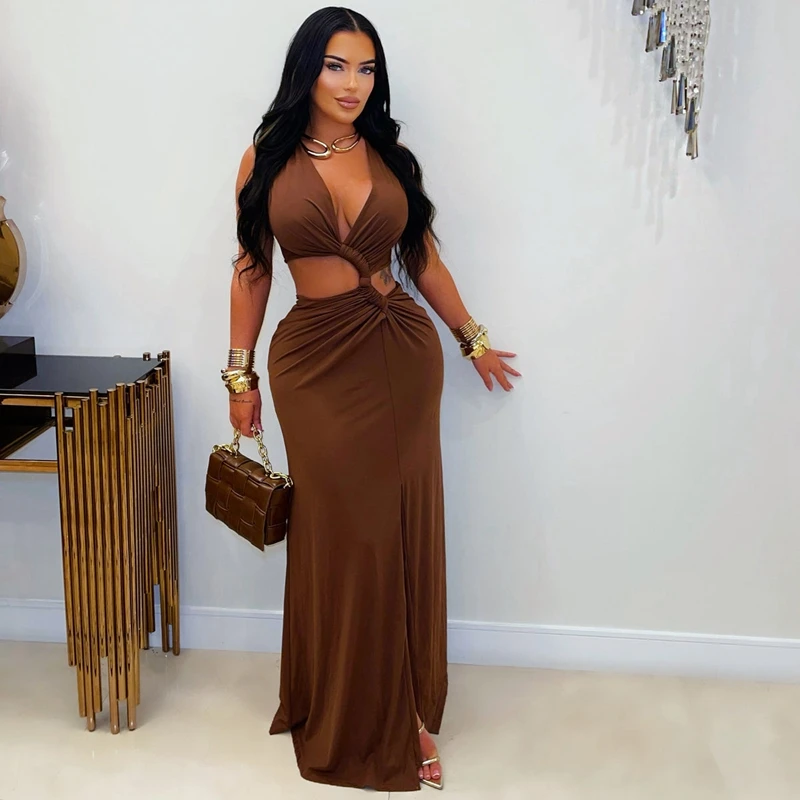 STYLISH LADY Hollow Out Draped Maxi Dress 2026 Spring Women Halter High Split Bodycon Bandage Club Party Long Dresses
STYLISH LADY Hollow Out Draped Maxi Dress 2026 Spring Women Halter High Split Bodycon Bandage Club Party Long Dresses