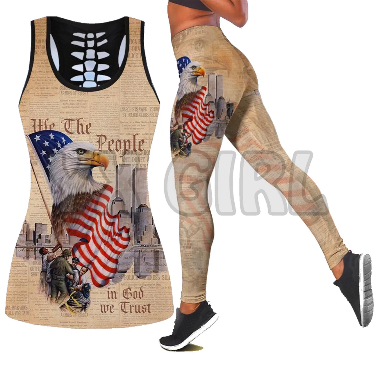 Eagle and American Flag 3D Printed Tank Top+Legging Combo Outfit Yoga Fitness Legging Women
Eagle and American Flag 3D Printed Tank Top+Legging Combo Outfit Yoga Fitness Legging Women