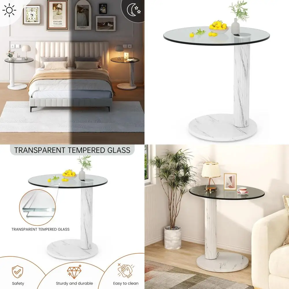 Современный приставной столик из закаленного стекла, диаметр 22 дюйма, идеально подходит для небольших помещений, для использования в гостиной и спальне.
Современный приставной столик из закаленного стекла, диаметр 22 дюйма, идеально подходит для небольших помещений, для использования в гостиной и спальне.
