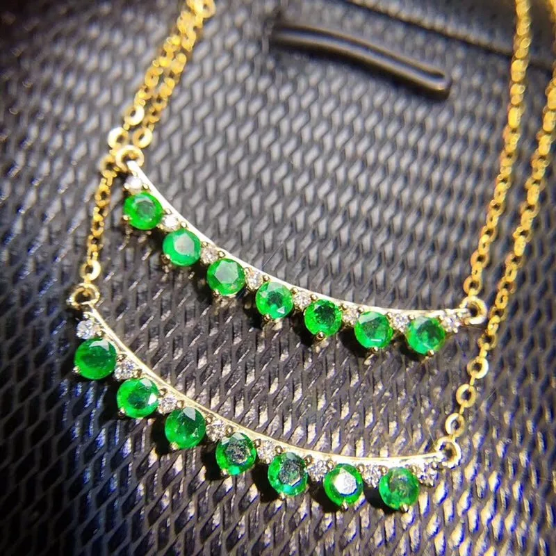 S925 Sterling Silver Natural Emerald Pendant Fashion Personality round 3mmx3mm Birthday Gift for Women
S925 Sterling Silver Natural Emerald Pendant Fashion Personality round 3mmx3mm Birthday Gift for Women