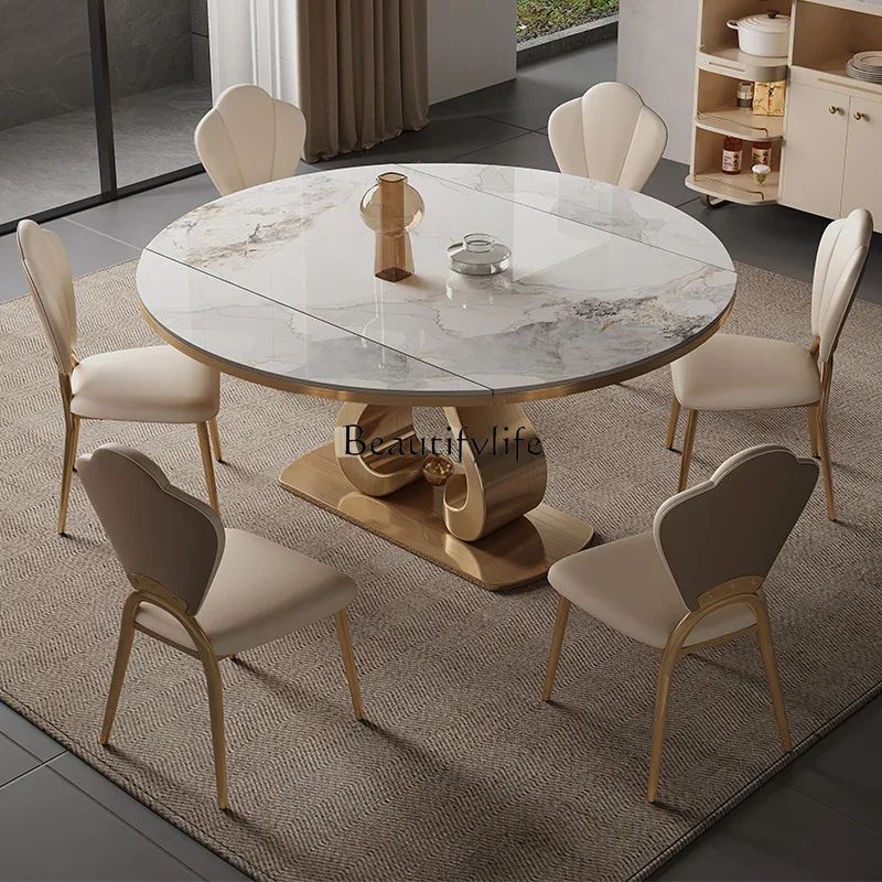 yj39 Italian light luxury round rock slab dining table modern simple high-end retractable square and round round table
yj39 Italian light luxury round rock slab dining table modern simple high-end retractable square and round round table