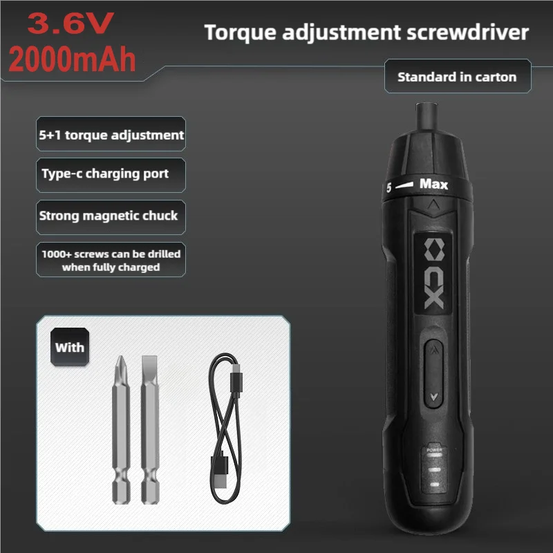 3.6V Electrical Screwdriver Sets 6-Speed Smart Cordless Electric Screwdrivers 2000mAh TYPE-C Rechargeable Handle Power Tools
3.6V Electrical Screwdriver Sets 6-Speed Smart Cordless Electric Screwdrivers 2000mAh TYPE-C Rechargeable Handle Power Tools