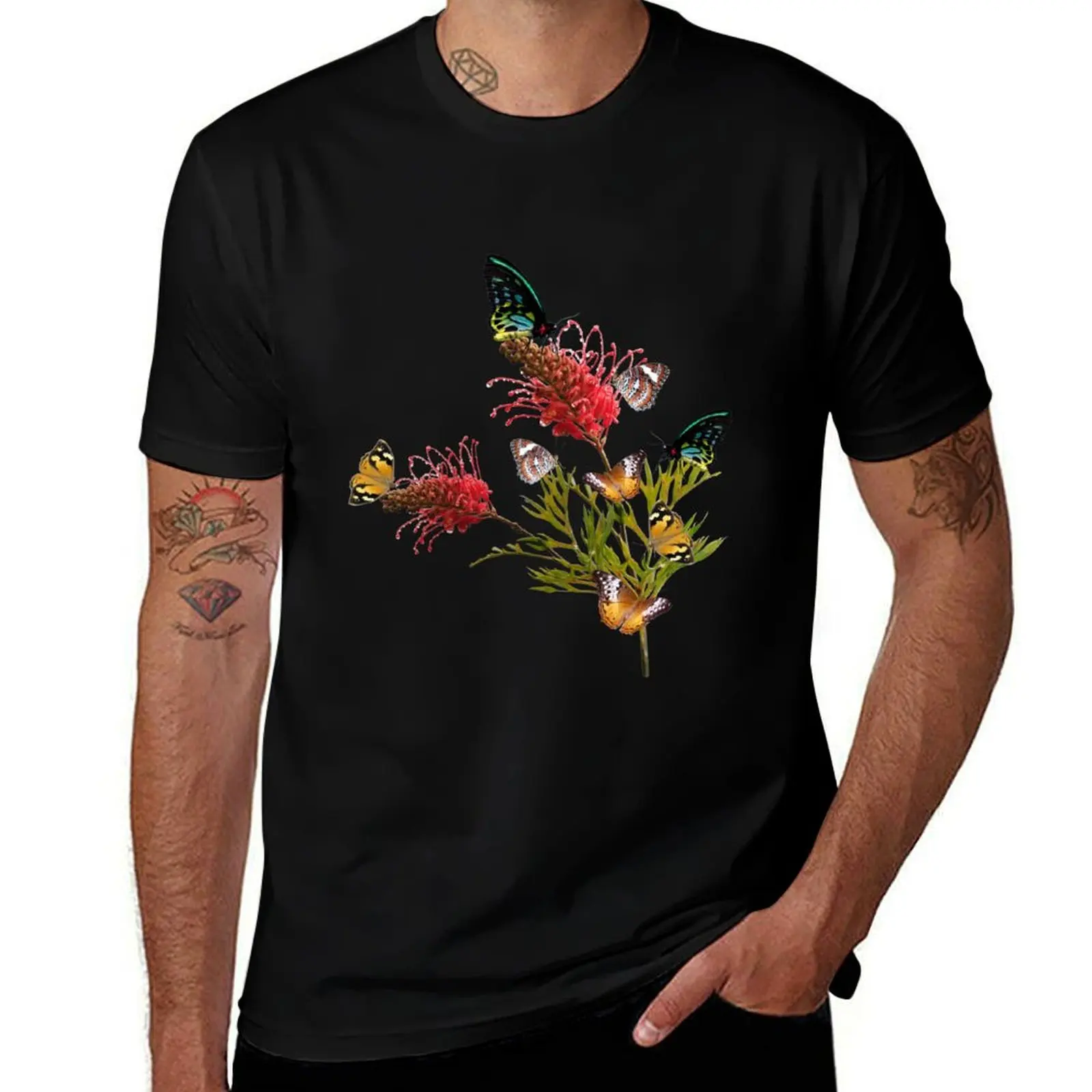 Bunch of Butterflies on Grevillea clear background T-Shirt custom t shirt customs T-shirts oversize plain t shirts men
Bunch of Butterflies on Grevillea clear background T-Shirt custom t shirt customs T-shirts oversize plain t shirts men