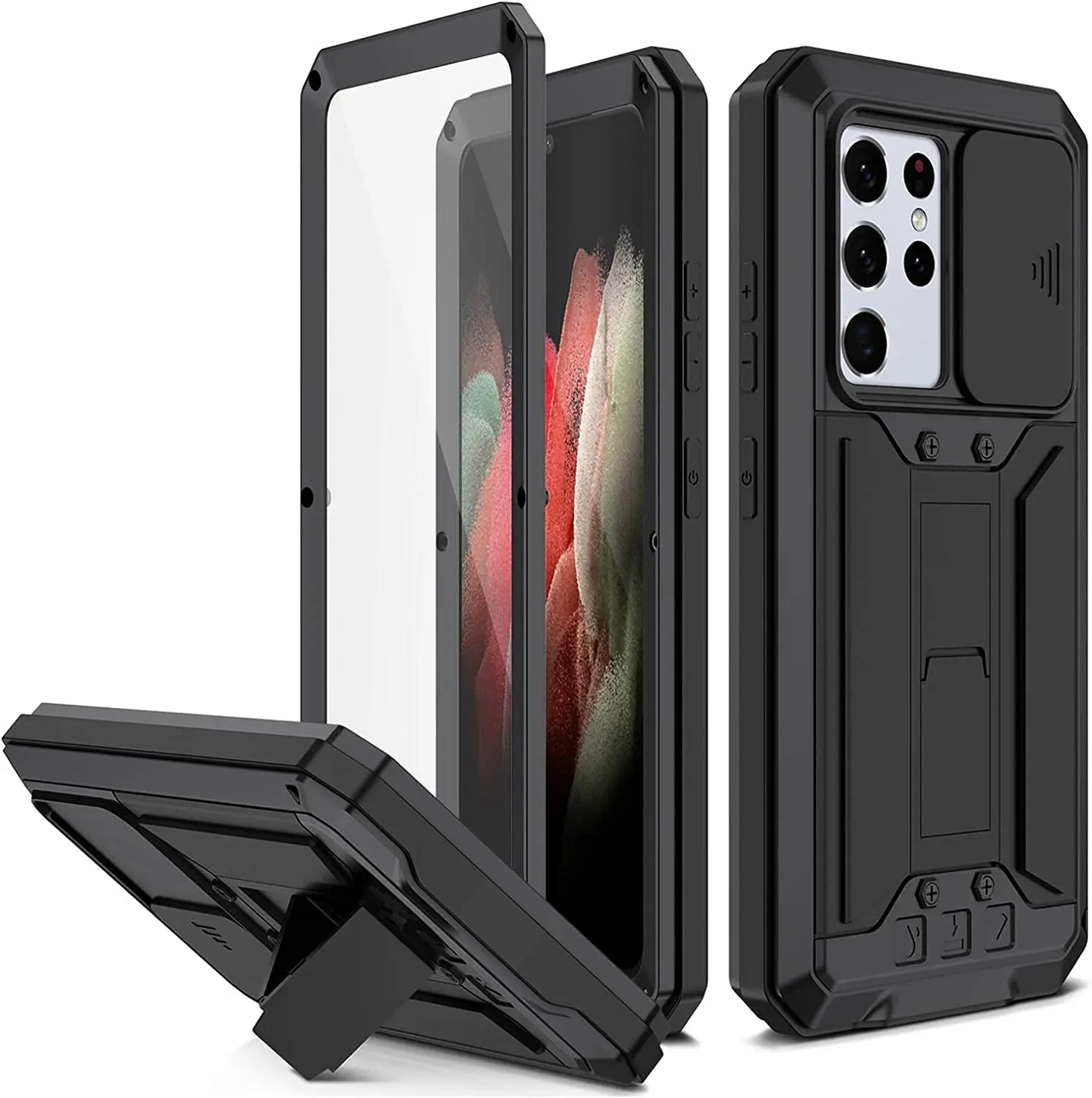 Case for Samsung Galaxy S21 Ultra, Military Grade Protection Phone Case with Built-in Screen Protector and Slide Camera Cover
Case for Samsung Galaxy S21 Ultra, Military Grade Protection Phone Case with Built-in Screen Protector and Slide Camera Cover