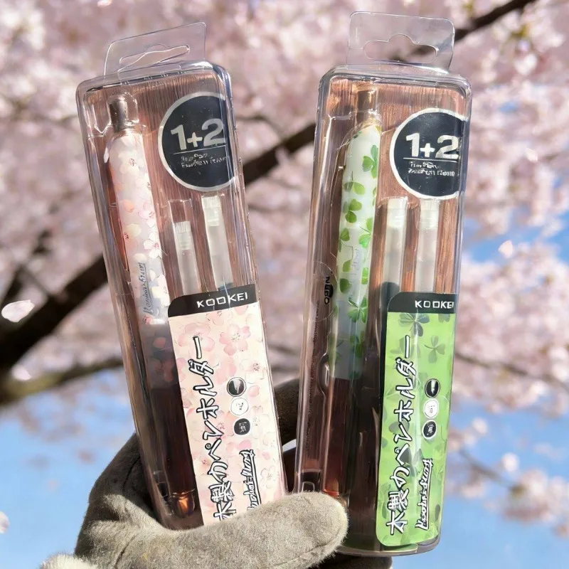 KOOKEI Gel Pen Colorful Cherry Blossoms Lucky Clover Limited Edition Wooden Pen Holder 1+2 Set Pens 0.5mm CS Smoothly Quick-dry
KOOKEI Gel Pen Colorful Cherry Blossoms Lucky Clover Limited Edition Wooden Pen Holder 1+2 Set Pens 0.5mm CS Smoothly Quick-dry