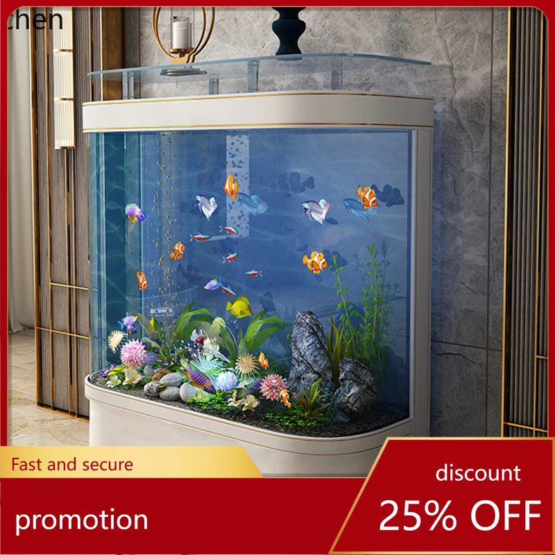 HT simple ecological arc big bend against the wall living room lucky household goldfish tank aquarium free of water change
HT simple ecological arc big bend against the wall living room lucky household goldfish tank aquarium free of water change