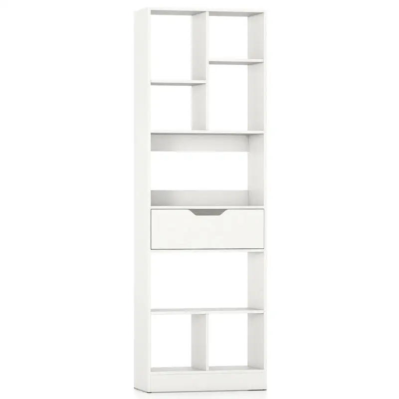 61inch Tall Freestanding Bookcase with Drawer 8-Cube Storage Organizer-White
61inch Tall Freestanding Bookcase with Drawer 8-Cube Storage Organizer-White
