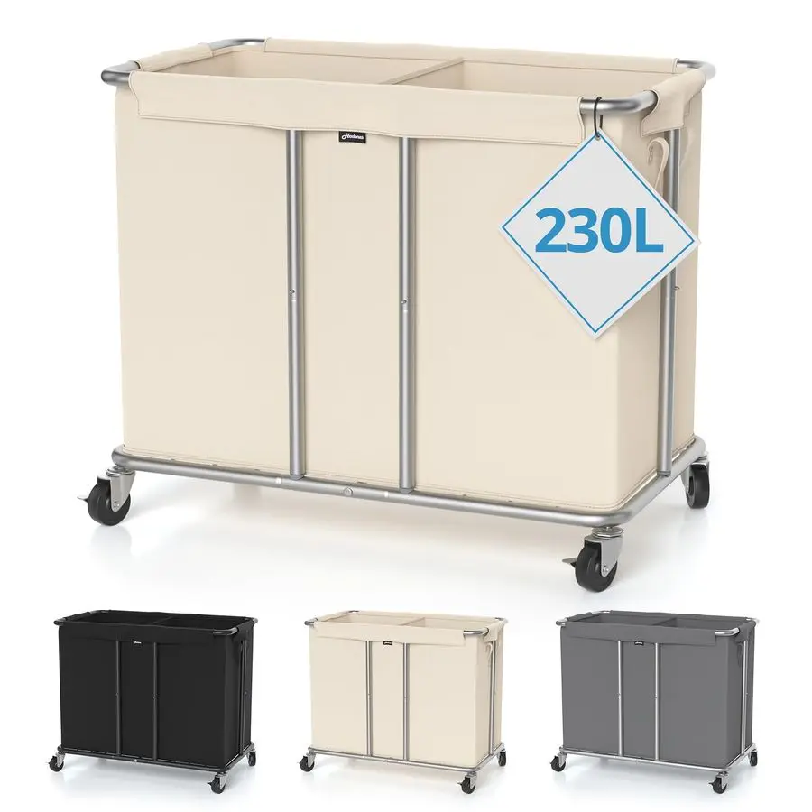 230L Rolling Laundry Hamper, 2Section Laundry Basket with Wheels, 61 Gallons Laundry Sorter with Metal Structure and Removable L
230L Rolling Laundry Hamper, 2Section Laundry Basket with Wheels, 61 Gallons Laundry Sorter with Metal Structure and Removable L