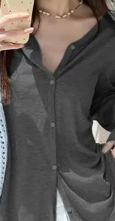 Summer Fashion V-neck Long Sleeve Loose Casual Thin Sun Protection Shirt For Women 
Summer Fashion V-neck Long Sleeve Loose Casual Thin Sun Protection Shirt For Women