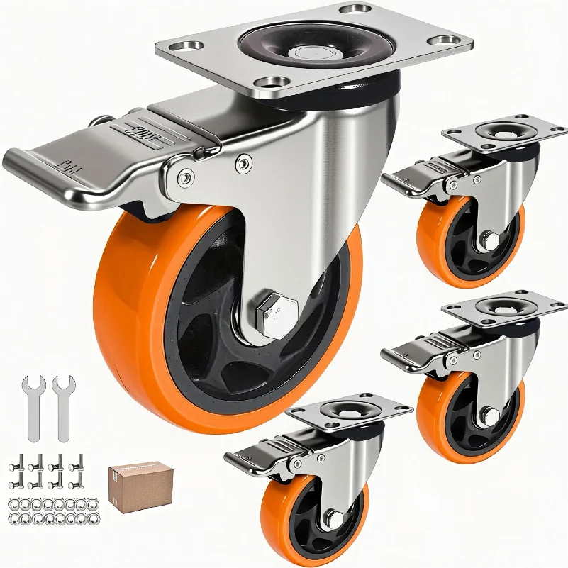 Swivel Plate Casters Set of 4 with Security Dual Locking PVC Caster Wheels for Cart Furniture Workbench
Swivel Plate Casters Set of 4 with Security Dual Locking PVC Caster Wheels for Cart Furniture Workbench