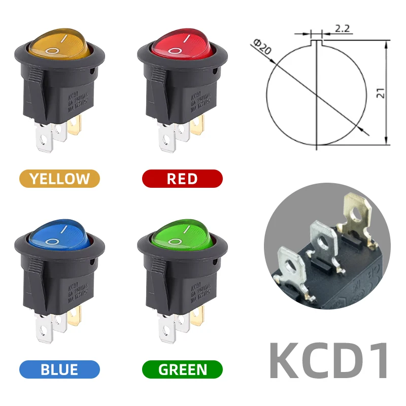 4 шт. KCD1 круглая кнопка включения питания 3-контактный кулисный переключатель ВКЛ-ВЫКЛ с 4-цветной светодиодной подсветкой 12 В/220 В для автомобиля
4 шт. KCD1 круглая кнопка включения питания 3-контактный кулисный переключатель ВКЛ-ВЫКЛ с 4-цветной светодиодной подсветкой 12 В/220 В для автомобиля