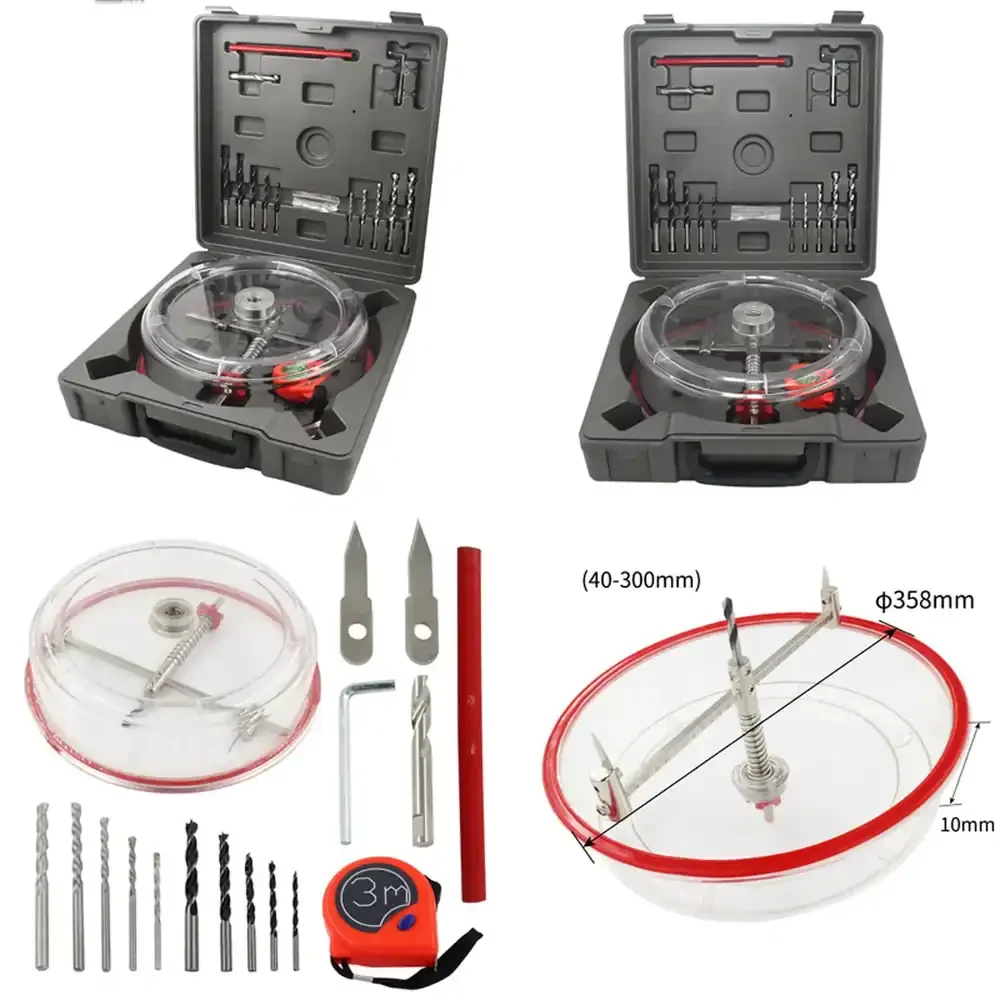 Adjustable Hole Saw Cutter Drill Bit Set Woodworking Double Edged Hole Milling Cutter Kit With ABS Dust Shield Cover
Adjustable Hole Saw Cutter Drill Bit Set Woodworking Double Edged Hole Milling Cutter Kit With ABS Dust Shield Cover