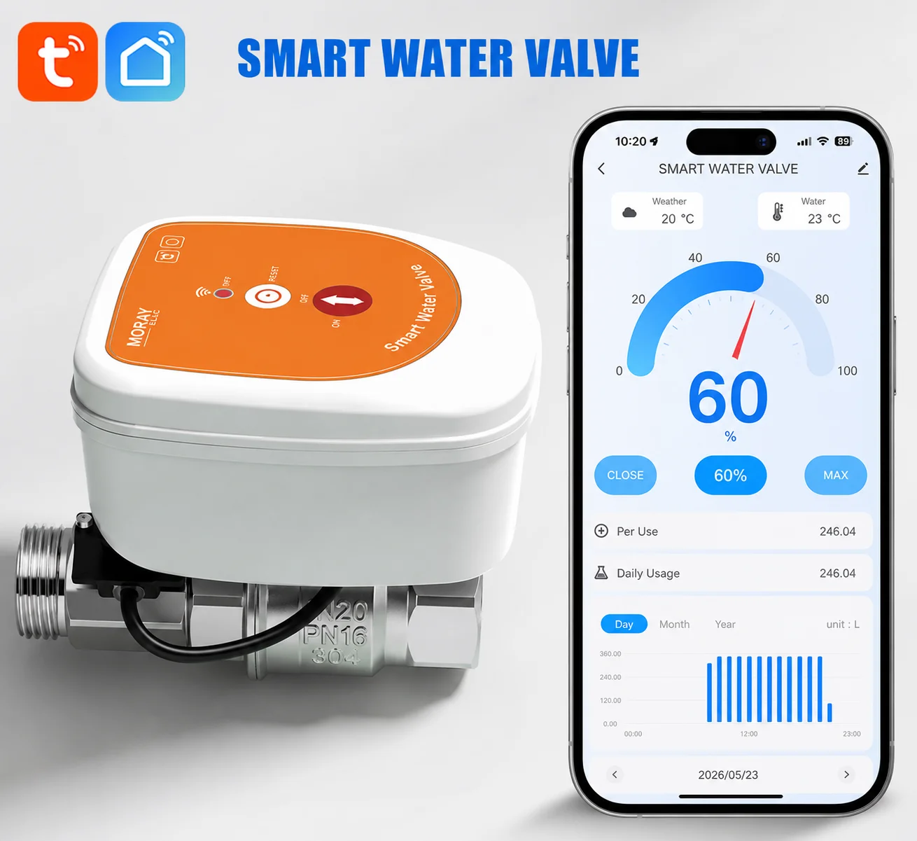 WiFi ME220FW Real-Time Water Flow and Temperature Display Valve Voice Control 0-10000L Outdoor Garden Water Controller
WiFi ME220FW Real-Time Water Flow and Temperature Display Valve Voice Control 0-10000L Outdoor Garden Water Controller