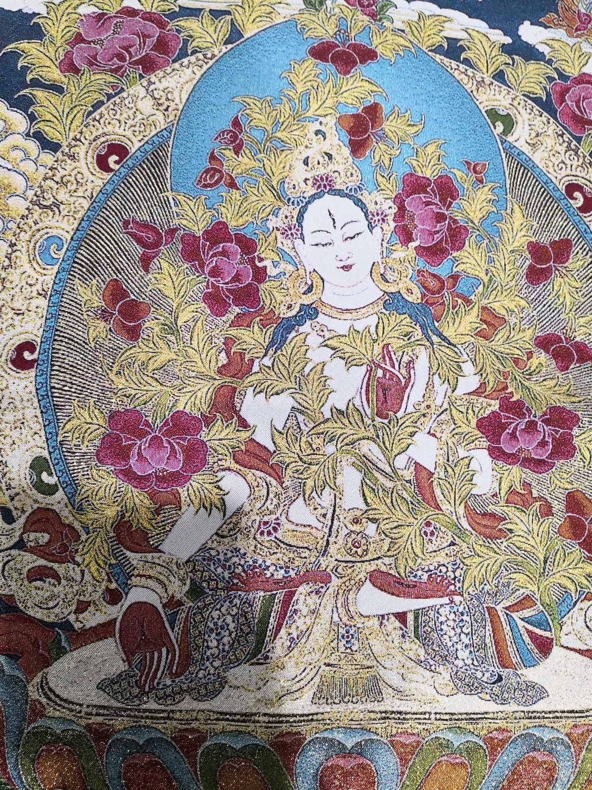 Tibet Tibetan Cloth Silk Buddhism White Tara Buddhist Deity Thangka Mural
Tibet Tibetan Cloth Silk Buddhism White Tara Buddhist Deity Thangka Mural