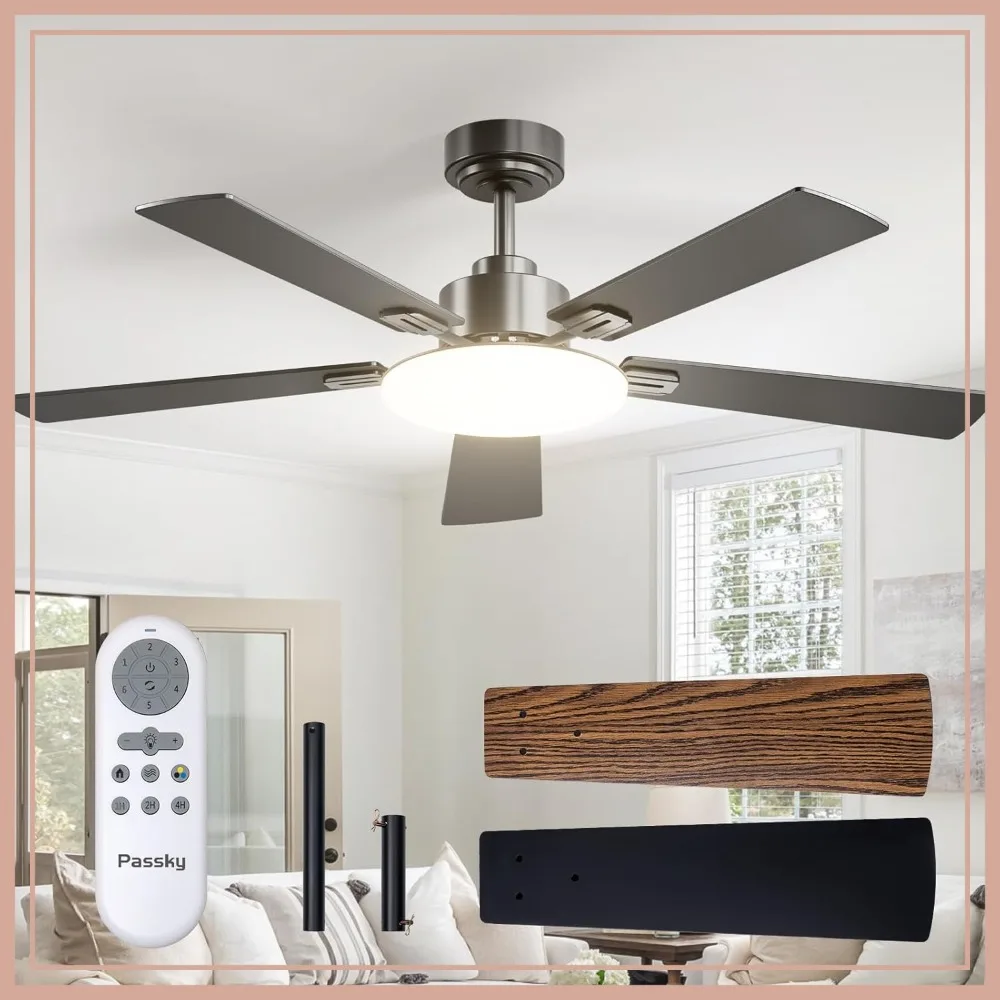 52 Inch Ceiling Fan with Lights and Remote, 6-Speed DC Motor, Dimmable 3CCT, Reversible, Noiseless, Black
52 Inch Ceiling Fan with Lights and Remote, 6-Speed DC Motor, Dimmable 3CCT, Reversible, Noiseless, Black