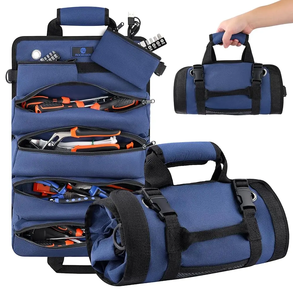 Tool Roll Bag, Heavy Duty Tool Organizer Roll Up, Portable Tool Storage Bag Easily Hanging On The Wall And Car For Professional
Tool Roll Bag, Heavy Duty Tool Organizer Roll Up, Portable Tool Storage Bag Easily Hanging On The Wall And Car For Professional