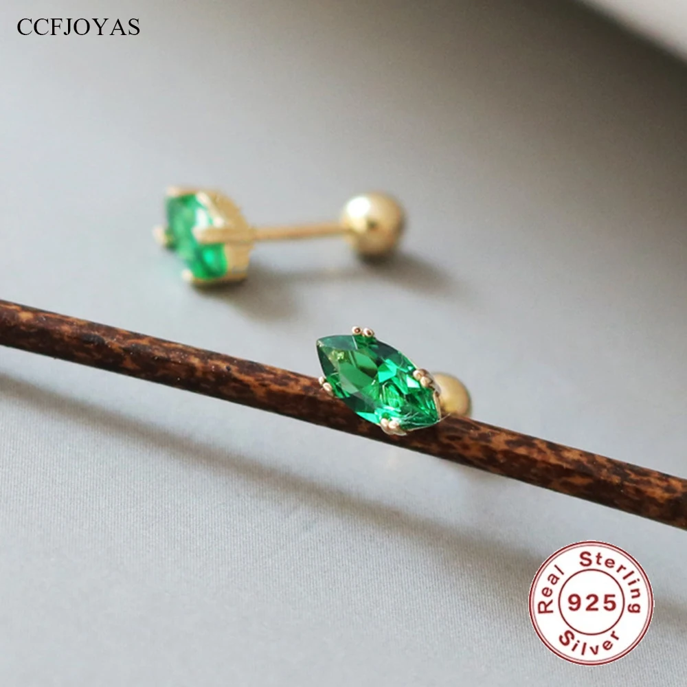 CCFJOYAS 100% 925 Sterling Silver Emerald Marquise Stud Earrings Simple INS Green Zircon Gold Piercing Earrings Fine Jewelry
CCFJOYAS 100% 925 Sterling Silver Emerald Marquise Stud Earrings Simple INS Green Zircon Gold Piercing Earrings Fine Jewelry