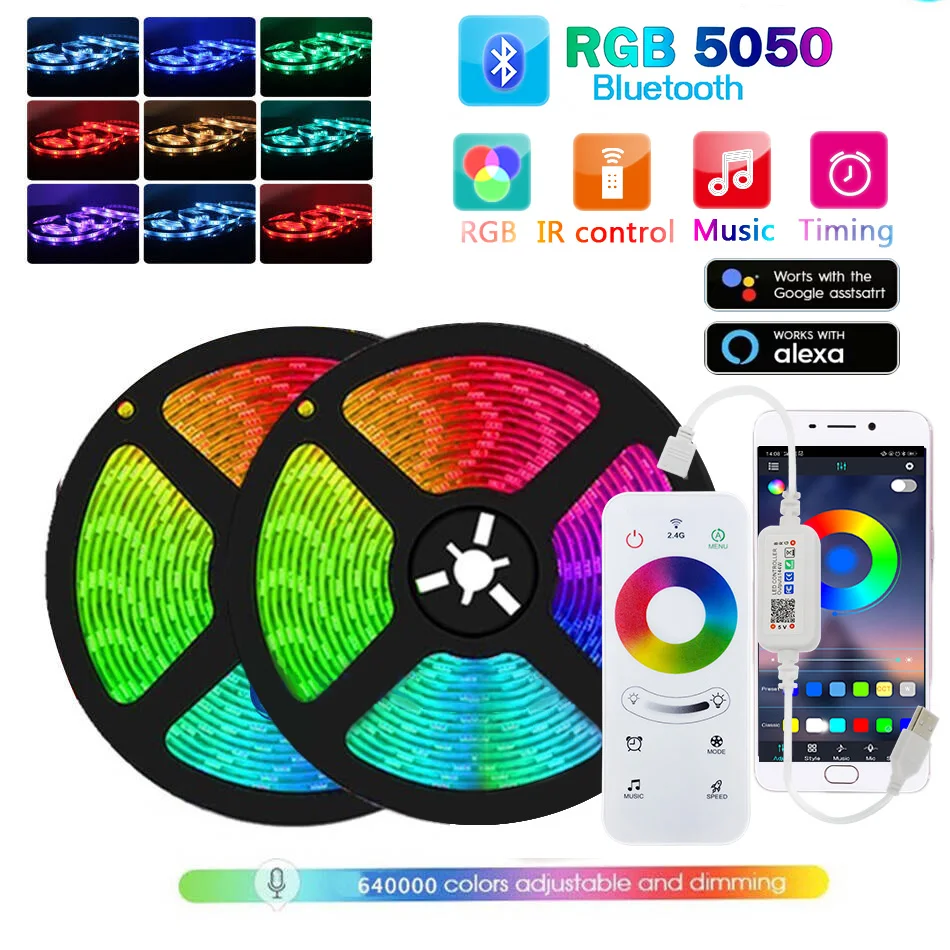 USB Powered Bluetooth LED Strip Lights Change Color Dimmable Smart RGB Strip Lighting Sync Music Indoor Tape APP Remote Control
USB Powered Bluetooth LED Strip Lights Change Color Dimmable Smart RGB Strip Lighting Sync Music Indoor Tape APP Remote Control