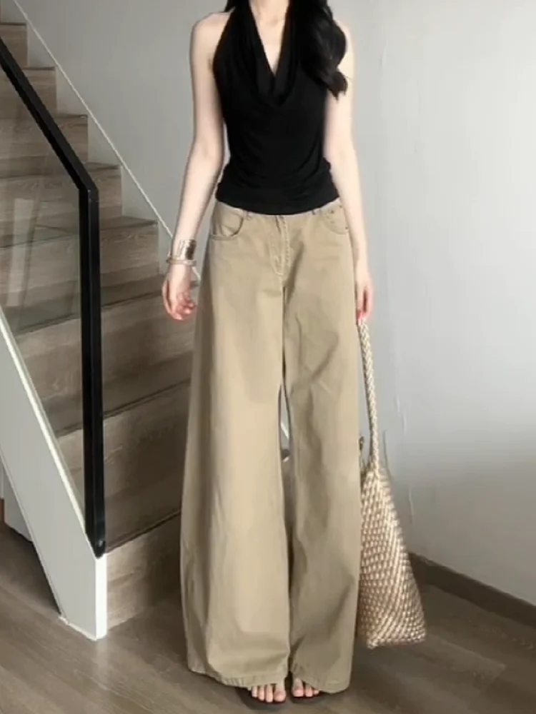American Style Retro Khaki Wide Leg Knife Jeans Women Summer New High Waist Loose Drapey Straight Floor-Length Pants
American Style Retro Khaki Wide Leg Knife Jeans Women Summer New High Waist Loose Drapey Straight Floor-Length Pants
