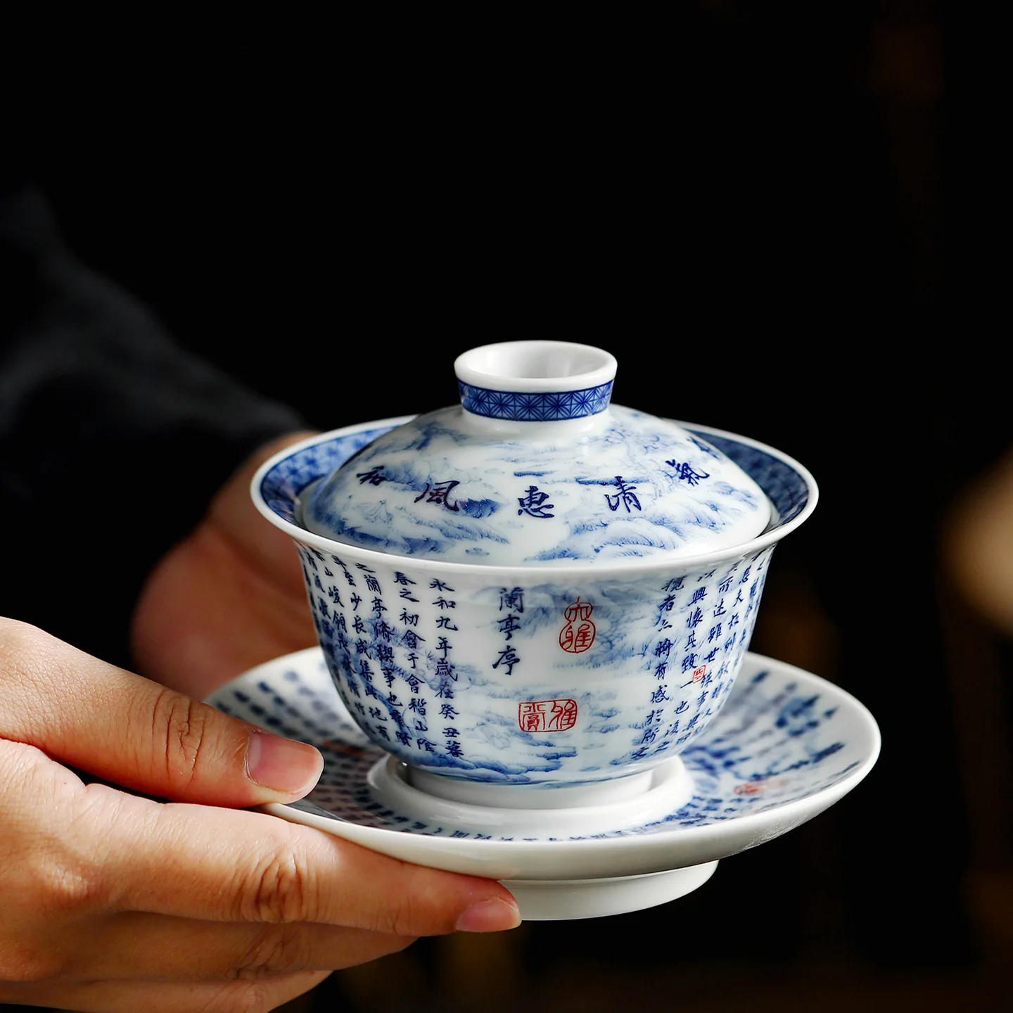 Blue and White Orchid Pavilion Sequence Cover Bowl Kung Fu Tea Set Household Tea Brewer Chinese Tea Bowl Teacup Fair Cup Filter
Blue and White Orchid Pavilion Sequence Cover Bowl Kung Fu Tea Set Household Tea Brewer Chinese Tea Bowl Teacup Fair Cup Filter