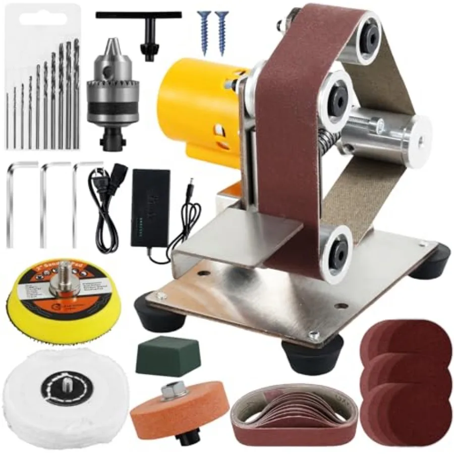 Mini Belt Sander Multifunctional Electric Belt Grinder 7 Adjustable Speed Electric Polishing Sharpener Machine 120-1000 Grit Sm
Mini Belt Sander Multifunctional Electric Belt Grinder 7 Adjustable Speed Electric Polishing Sharpener Machine 120-1000 Grit Sm
