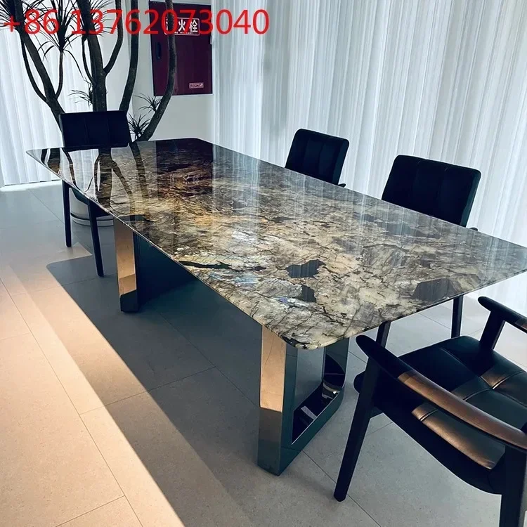 Natural marble high-end light luxury rectangular high-end light luxury dining table
Natural marble high-end light luxury rectangular high-end light luxury dining table