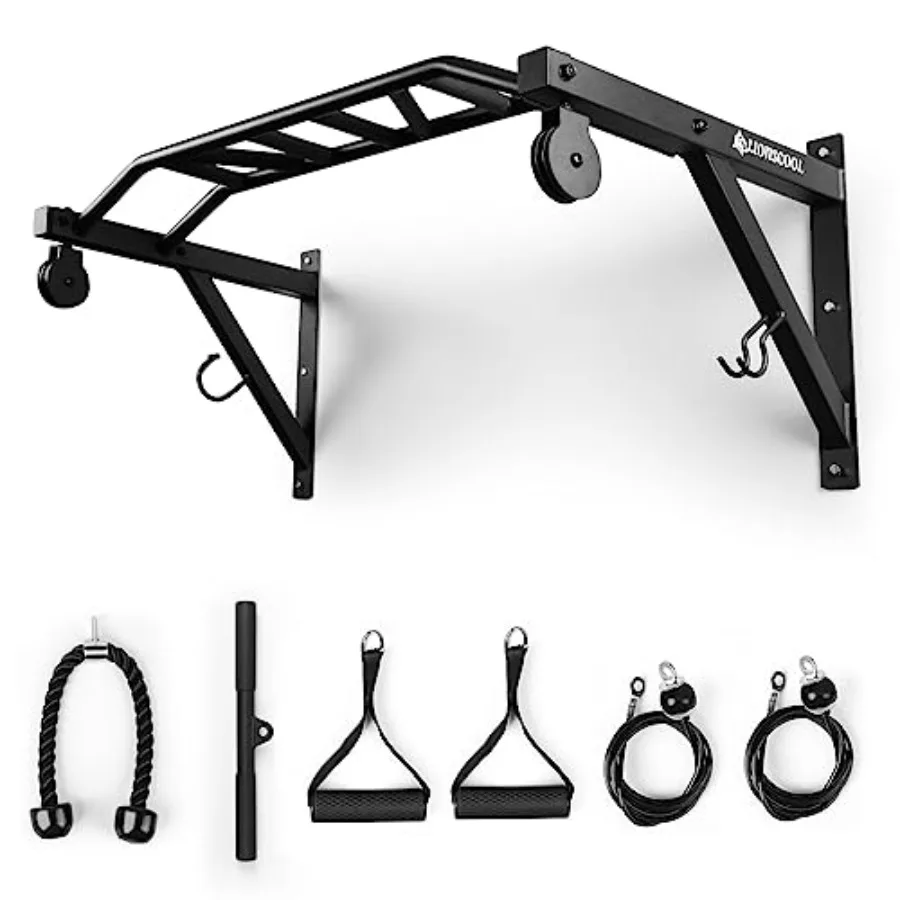 Wall Mounted Pull Up Bar with Pulley System, Steel, Black, Multifunctional for Upper Body Workouts
Wall Mounted Pull Up Bar with Pulley System, Steel, Black, Multifunctional for Upper Body Workouts