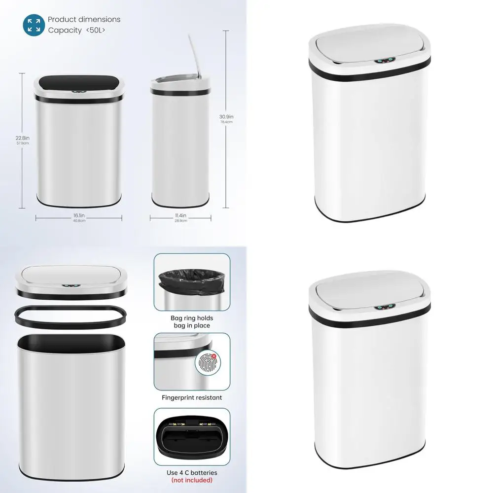 50L Touchless Motion Sensor Stainless Steel Kitchen Trash Can with Anti-Fingerprint Design
50L Touchless Motion Sensor Stainless Steel Kitchen Trash Can with Anti-Fingerprint Design