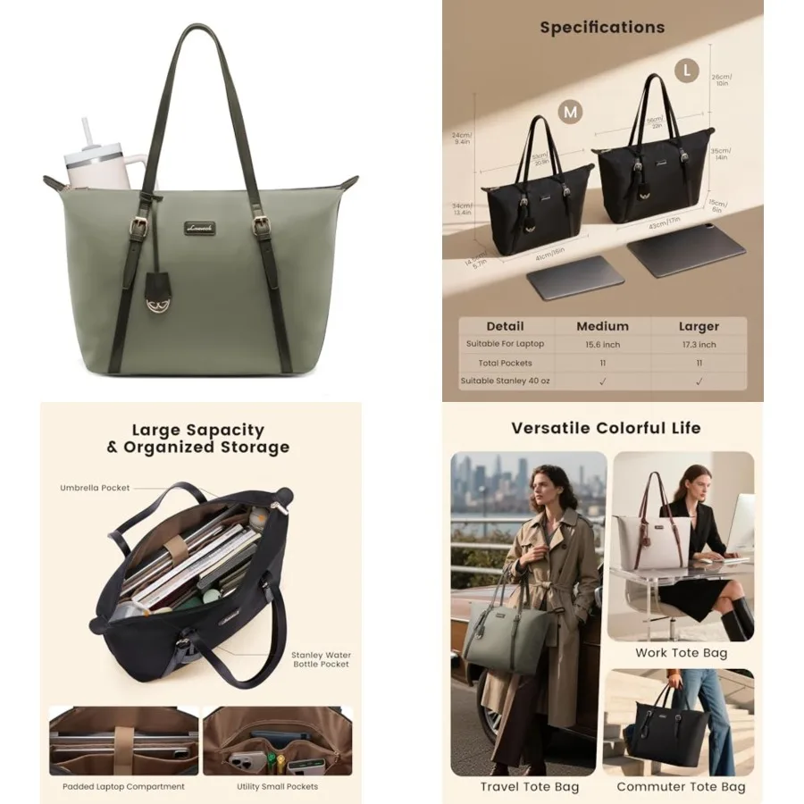 Laptop Tote Bag for Women, Lightweight Work Tote with Cup Holder, Waterproof Large Computer Bag for Office Travel
Laptop Tote Bag for Women, Lightweight Work Tote with Cup Holder, Waterproof Large Computer Bag for Office Travel