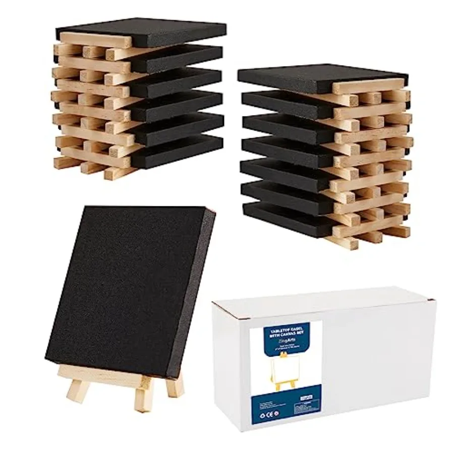 Black Mini Canvases with Easel Set, Pack of 18, 3' x 3' Inch Canvas Boards and 18pcs 5" Easel, Black Small Canvas, Art Supplies
Black Mini Canvases with Easel Set, Pack of 18, 3' x 3' Inch Canvas Boards and 18pcs 5" Easel, Black Small Canvas, Art Supplies