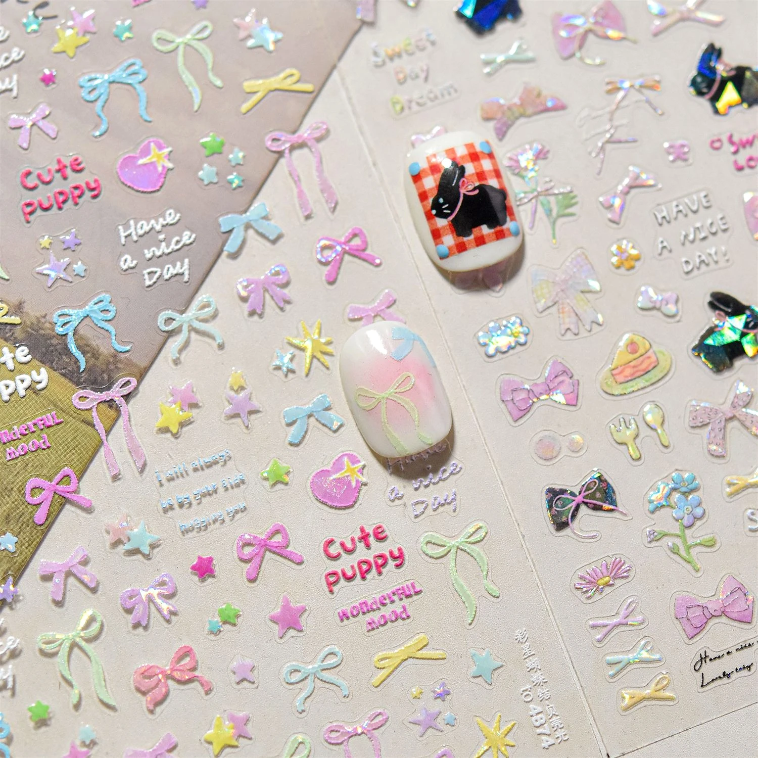 Colourful Bowknot Star Black Rabbit Bunny Cake Dessert Flower Sweet Day Lace Tie Self Adhesive Nail Art Stickers Manicure Decals
Colourful Bowknot Star Black Rabbit Bunny Cake Dessert Flower Sweet Day Lace Tie Self Adhesive Nail Art Stickers Manicure Decals