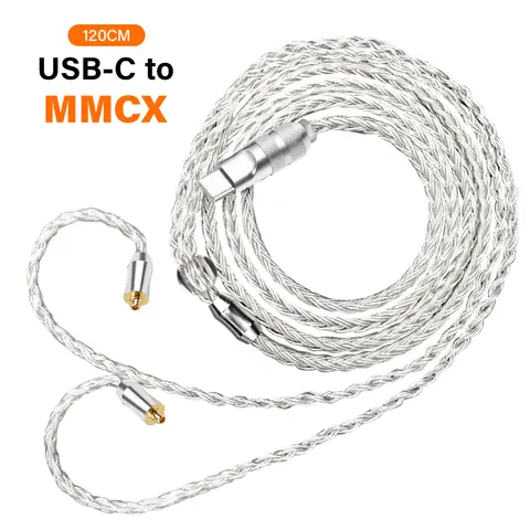 16-core verzilverd voor iPhone USB C 3,5 mm naar MMCX IE80 gebalanceerde kabelconnector voor Sennheiser oortelefoonbalans upgradekabel