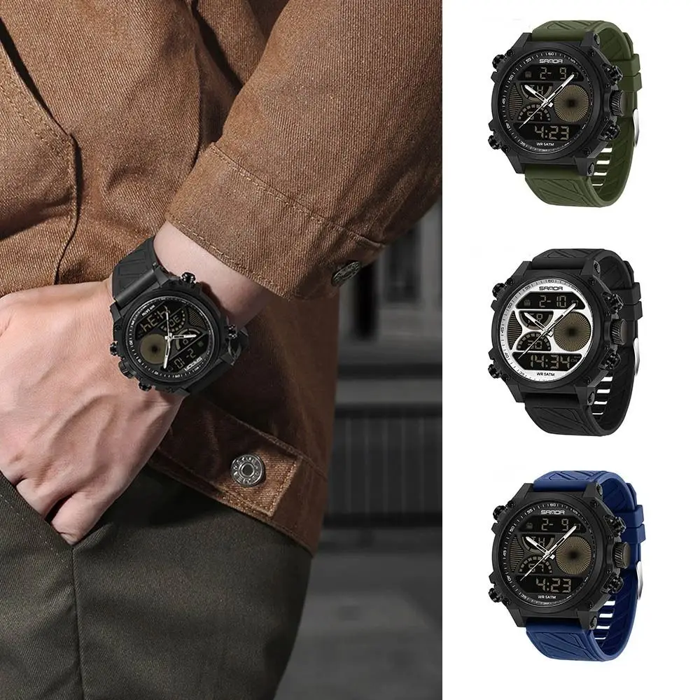 Waterproof Men's Quartz Watch Noctilucent Dual Display Sports Electronic Watch Silicone Strap Big Dial Noctilucent Wristwatch
Waterproof Men's Quartz Watch Noctilucent Dual Display Sports Electronic Watch Silicone Strap Big Dial Noctilucent Wristwatch