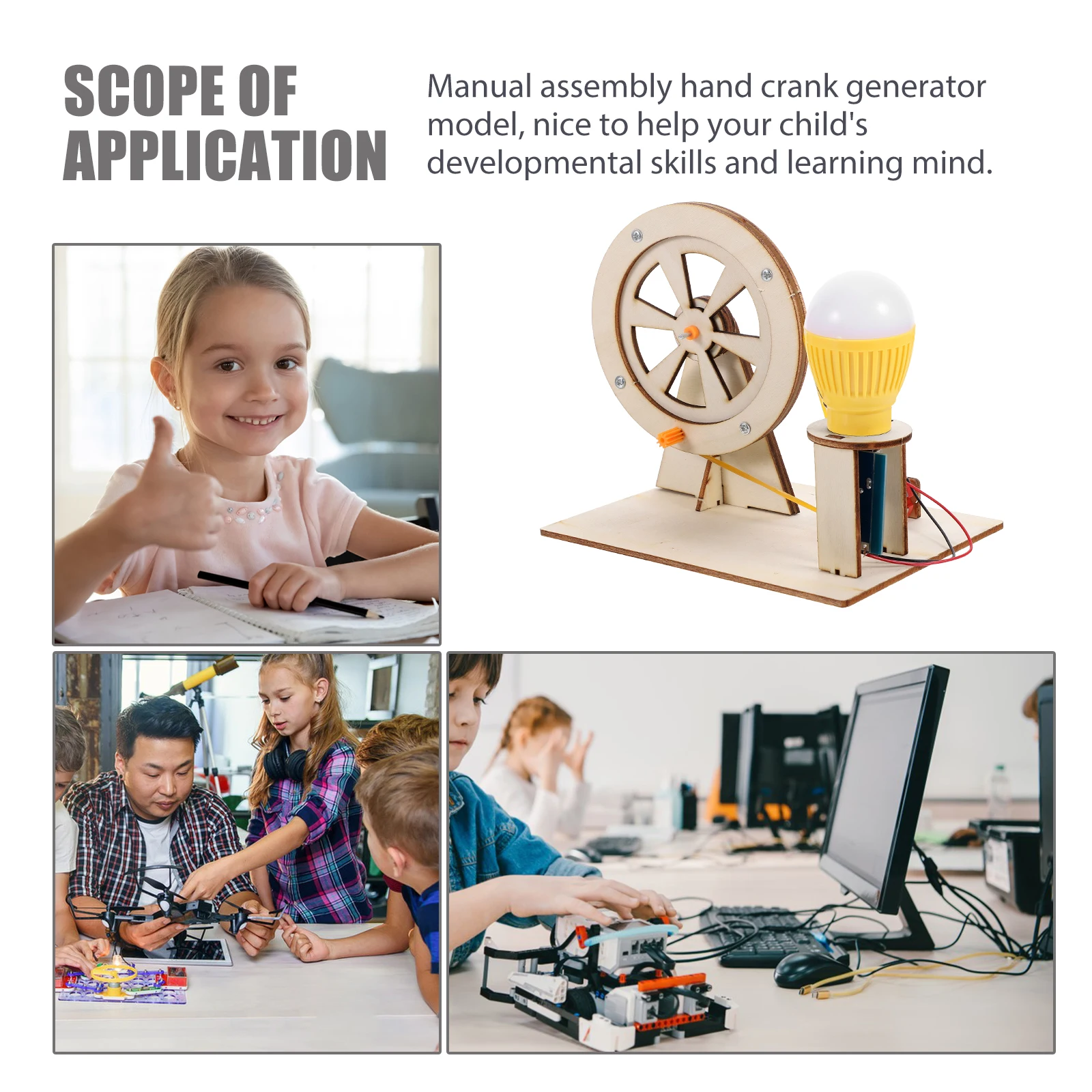 Hand Crank Generator Kit Science Project DIY Materials Child Educational Toy Wood Made Experiment Model Electricity Generator
Hand Crank Generator Kit Science Project DIY Materials Child Educational Toy Wood Made Experiment Model Electricity Generator