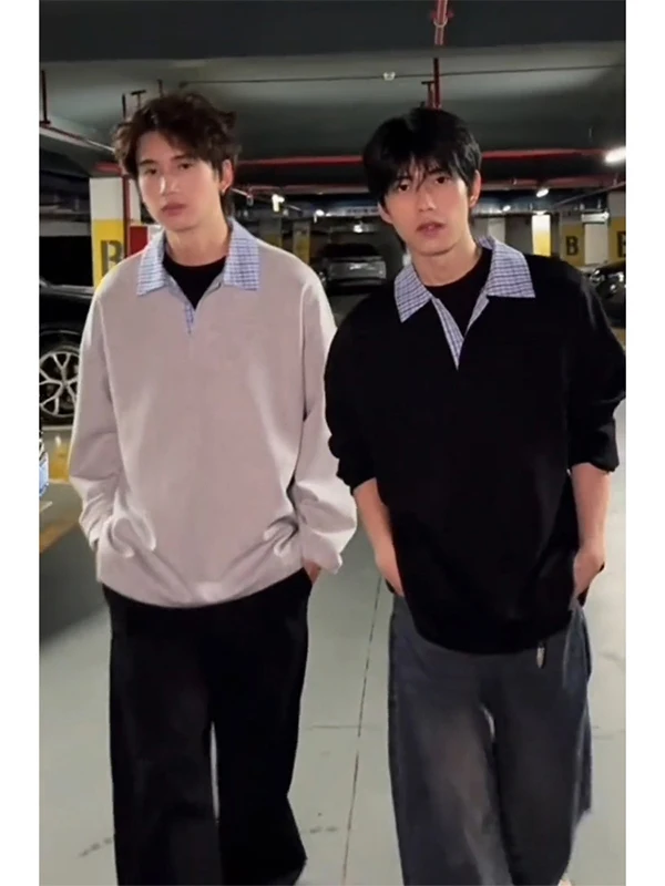 American Retro ey Plaid Fake Two-Piece Hoodie Men's High-End Feeling Plaid Patchwork Long Sve T-irt Inner Wear Base irt
American Retro ey Plaid Fake Two-Piece Hoodie Men's High-End Feeling Plaid Patchwork Long Sve T-irt Inner Wear Base irt
